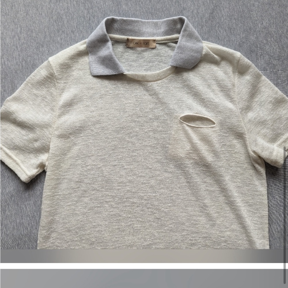 OAK + FORT Collared Textured Tee-Contrast Collar-Grey/Cream
Sz XS EUC๐โ - Picture 7 of 10